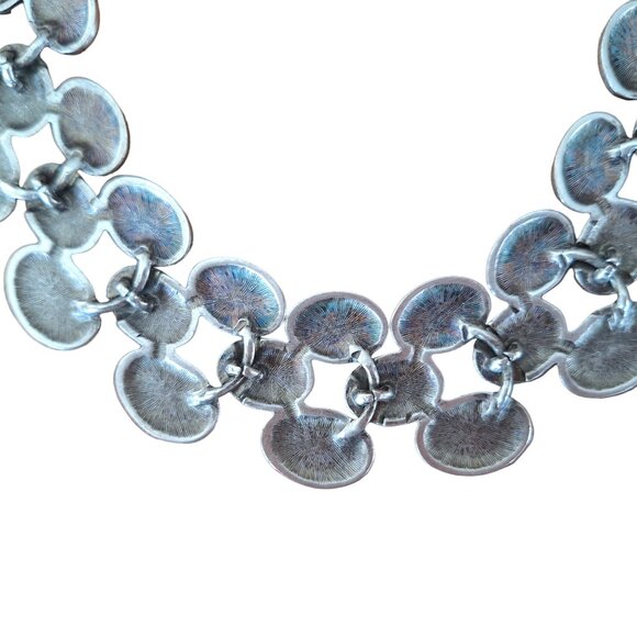 Brushed Silver Multi-Strand Oval Link Necklace - Picture 5 of 11